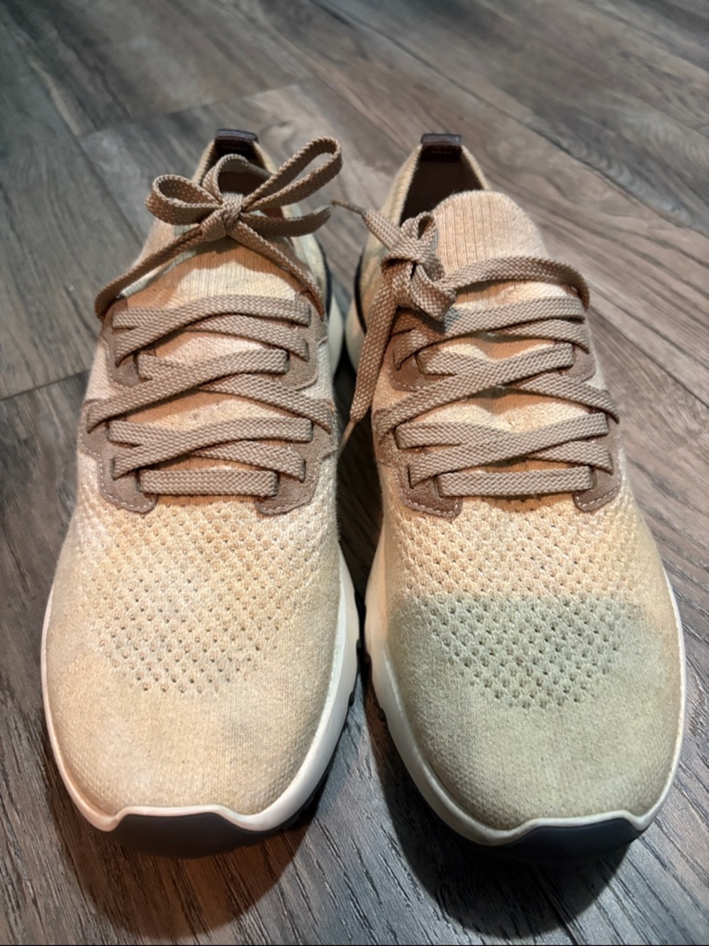 Brunello Cucinelli Men's Knit Athletic Sneakers - Beige/Tan